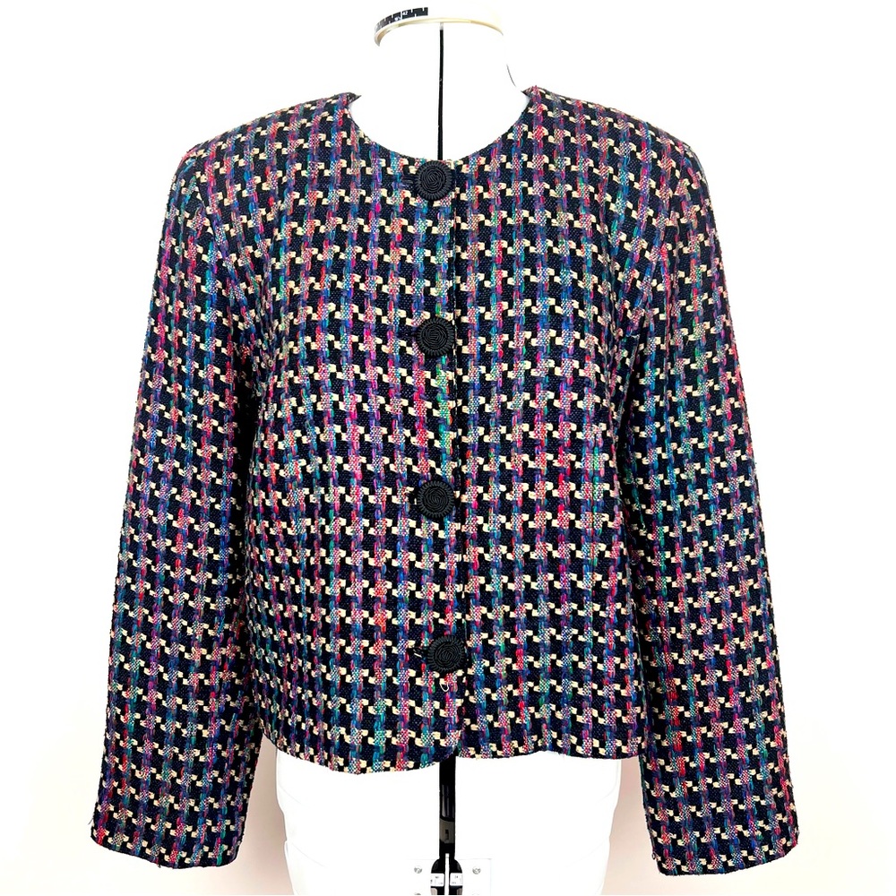 Vintage Westbrook Classics Atlanta Silk Woven Blazer Black & Multi Color Size M